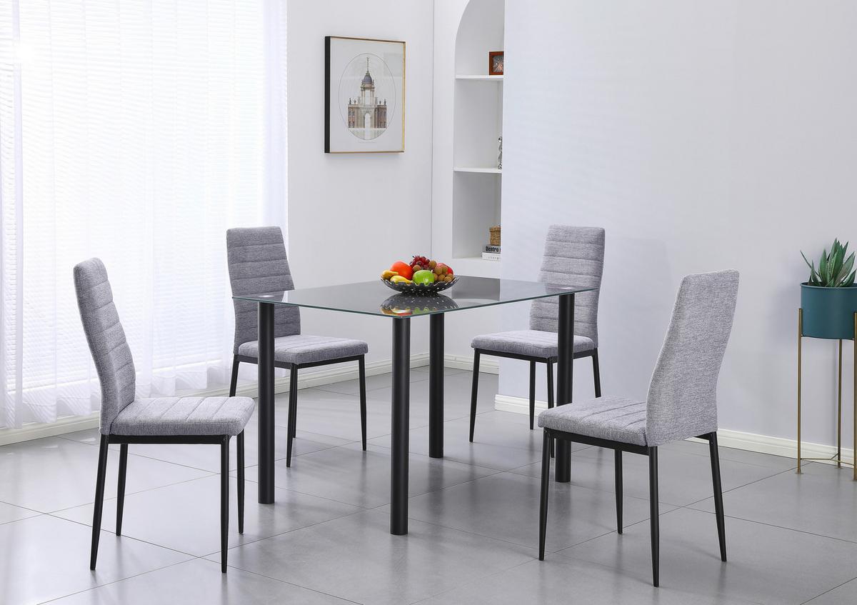 Garnitura Stola I Stolice Wels 1 - siva/crna, Konvencionalno, staklo/metal (120/75/80cm) - Best Price