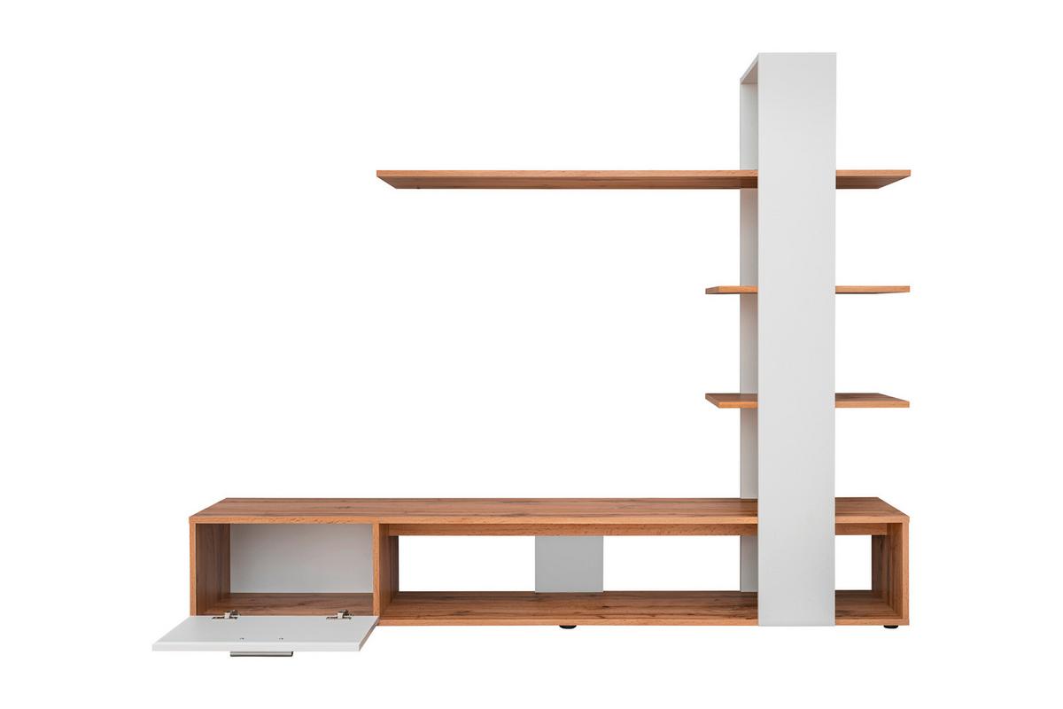 Wohnwand Eco Weiß/Eiche Wotan - Eiche Wotan/Weiß, MODERN, Holzwerkstoff/Kunststoff (190/152/35cm) - P & B