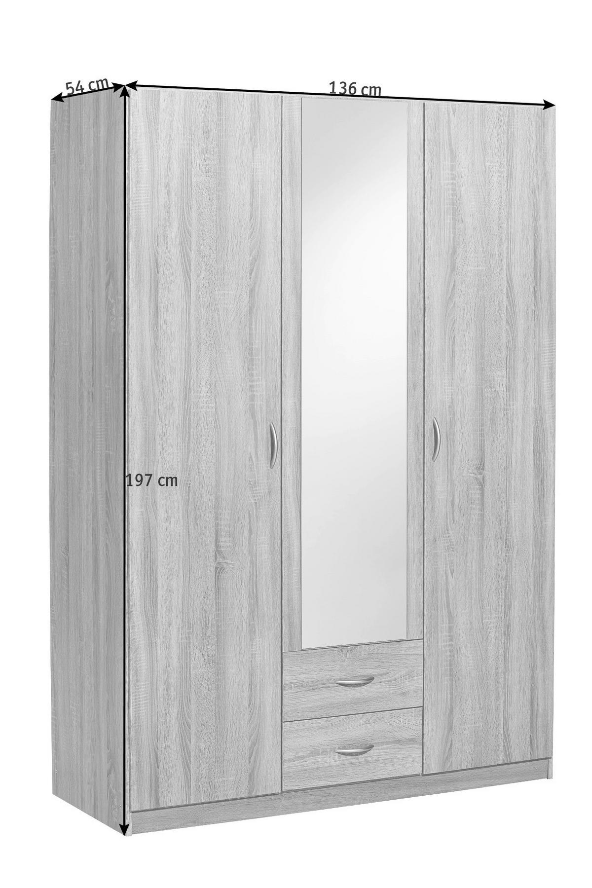 Omara S Klasičnimi Vrati Case, Siva - srebrne barve/siva, Design, kovina/steklo (136/197/54cm) - Boxxx