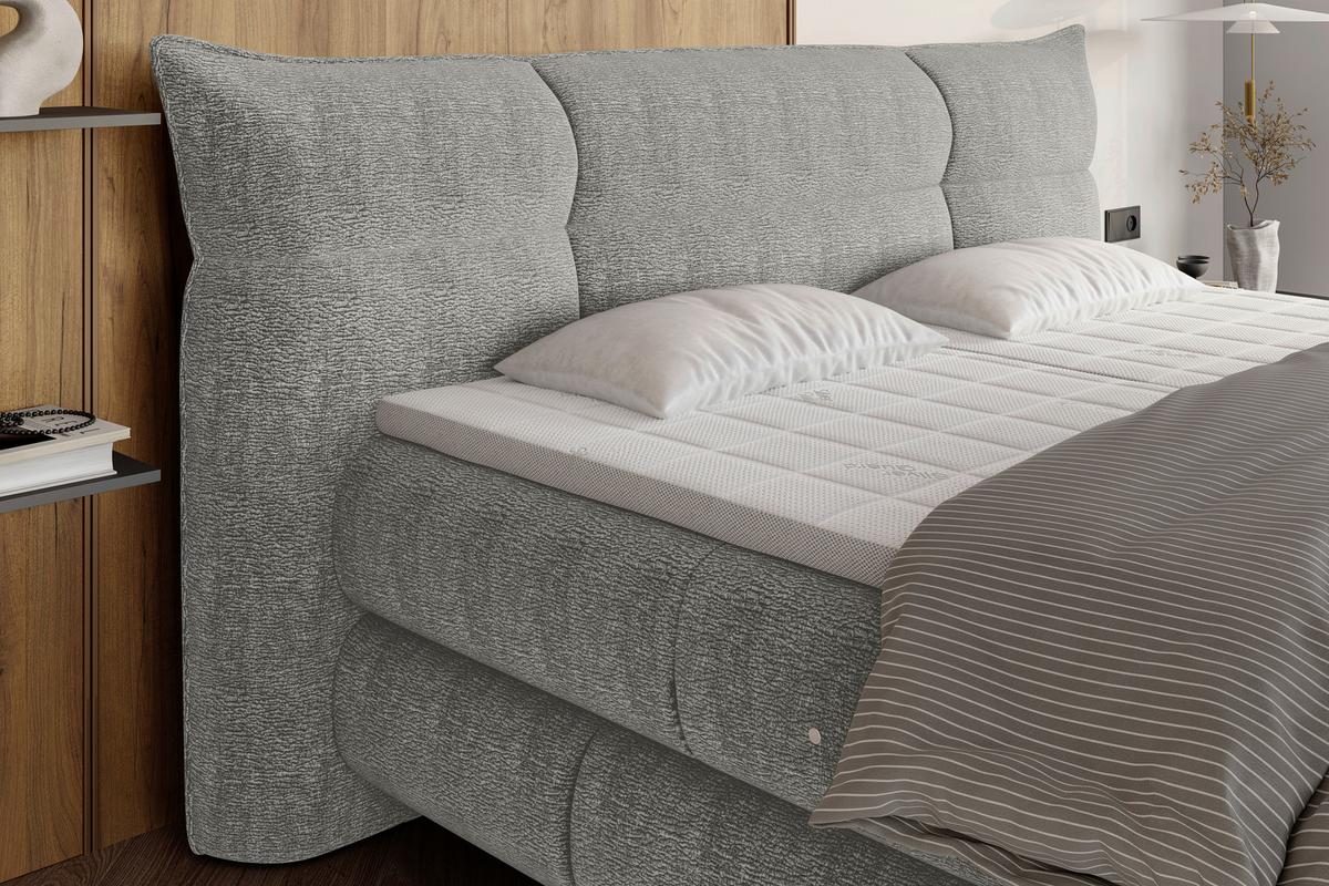 Boxspringbett Auris Grau ca. 180x200cm - Schwarz/Grau, KONVENTIONELL, Kunststoff/Textil (180/200cm) - Sembella