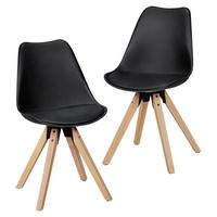 Stuhl-Set in Schwarz ´LIMA´ - Eichefarben/Schwarz, Design, Holz/Kunststoff (48/89/48cm) - MID.YOU