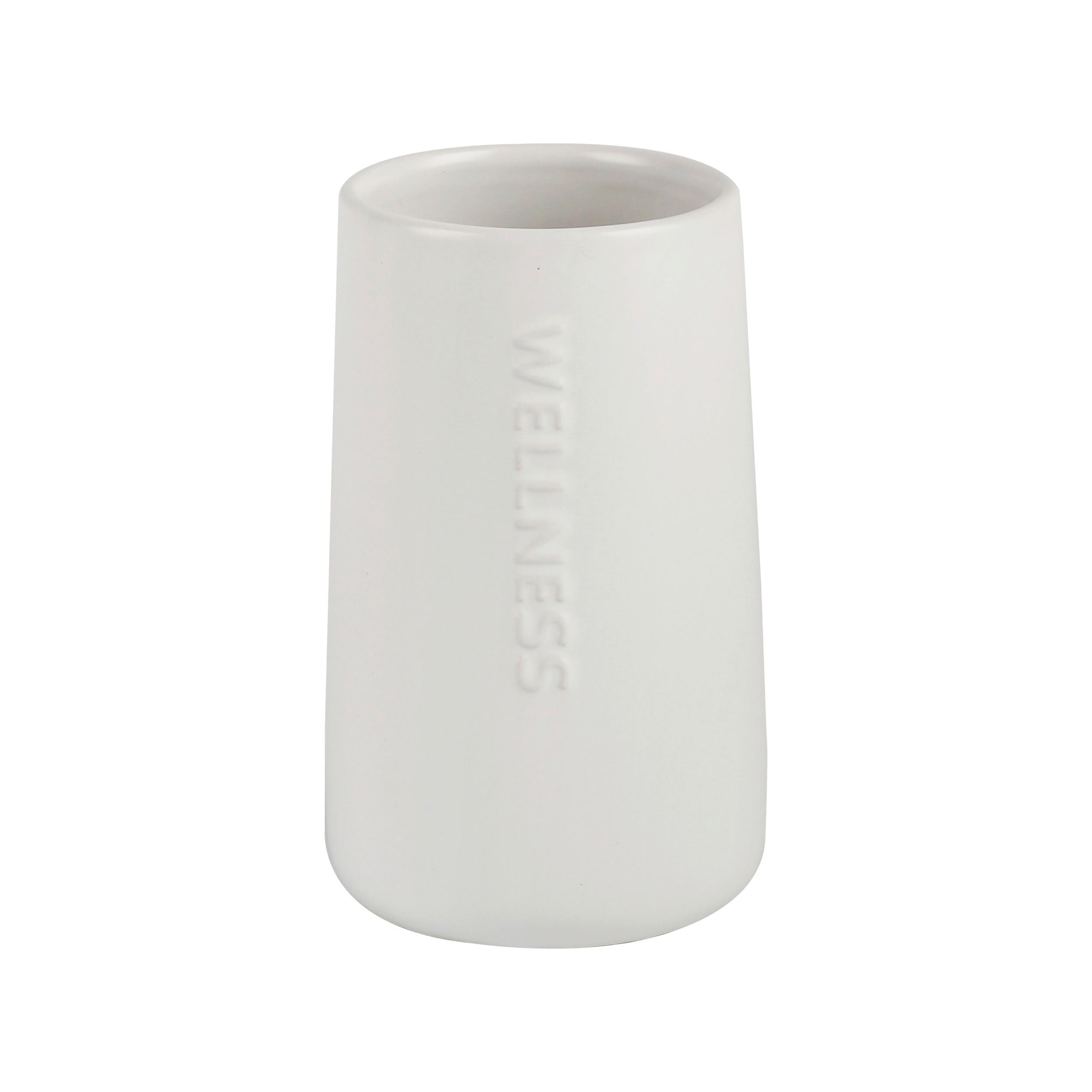 Zahnputzbecher Edna Weiß - Weiß, MODERN, Keramik/Kunststoff (8,5/14,2cm) - Mömax