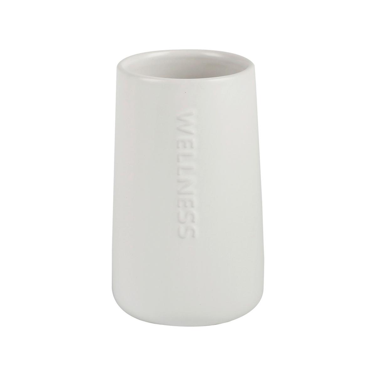 Zahnputzbecher Edna Weiß - Weiß, MODERN, Keramik/Kunststoff (8,5/14,2cm) - Mömax