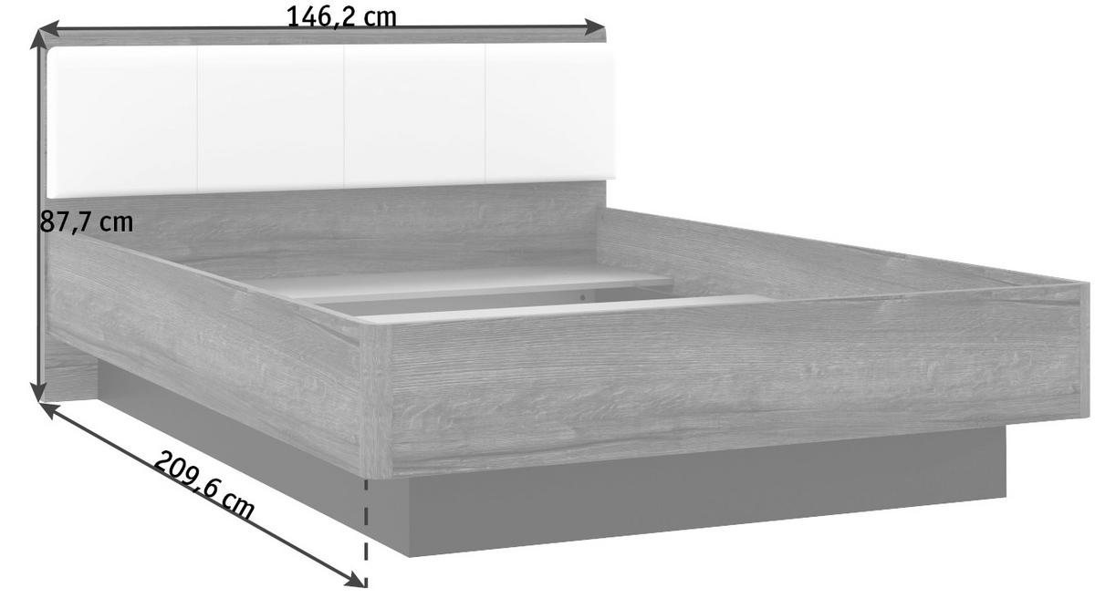 Postelja Raven, Barva Hrasta, 140x200 - črna/barve hrasta, Design, kovina/umetna masa (140/200cm) - Carryhome