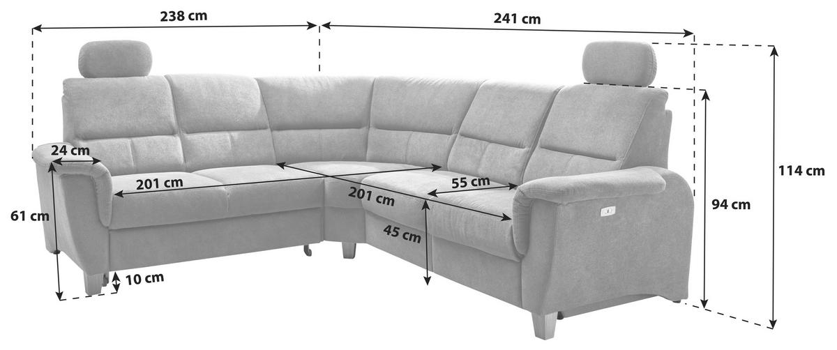 Ecksofa Parole Dunkelgrau Struktur - Wildeiche/Dunkelgrau, KONVENTIONELL, Holz/Textil (238/241cm) - Livetastic