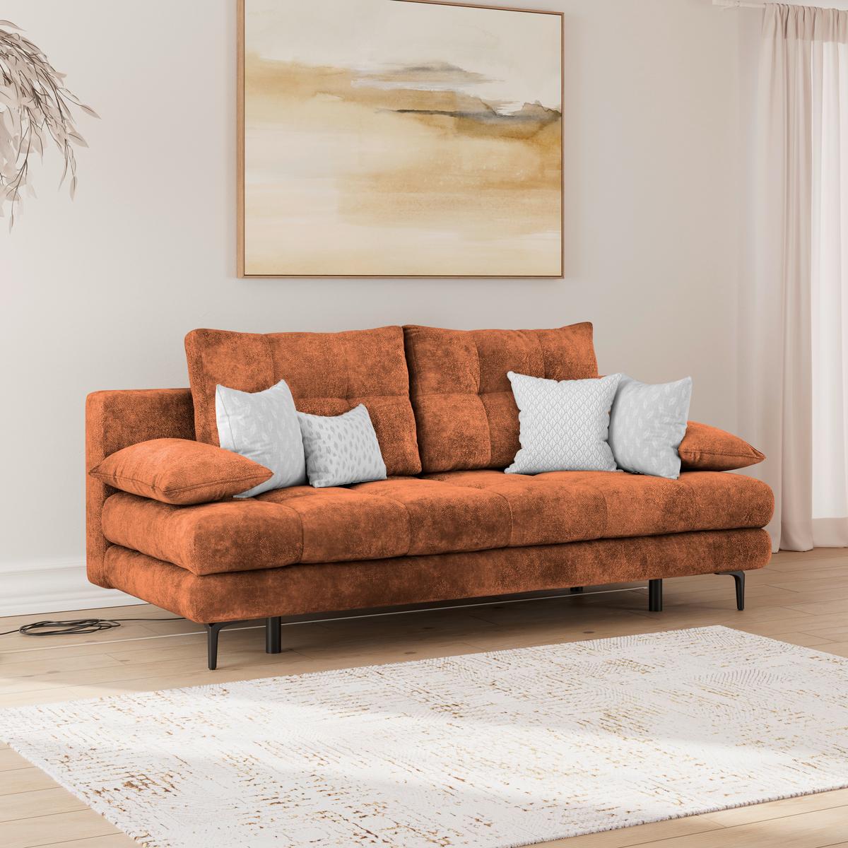 Trosjed Perla - crna/terakota, Konvencionalno, tekstil/metal (203/94/96cm)