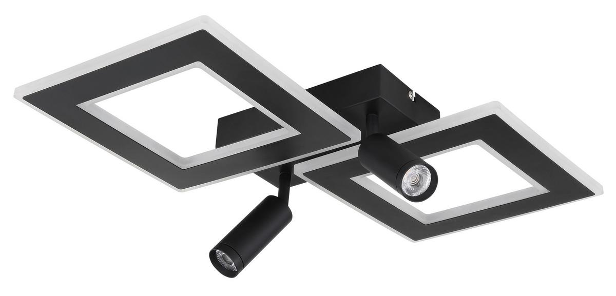 LED-Deckenleuchte Marian Opal/Schwarz max. 40 Watt - Opal/Schwarz, Design, Kunststoff/Metall (54/41/11,5cm) - Globo