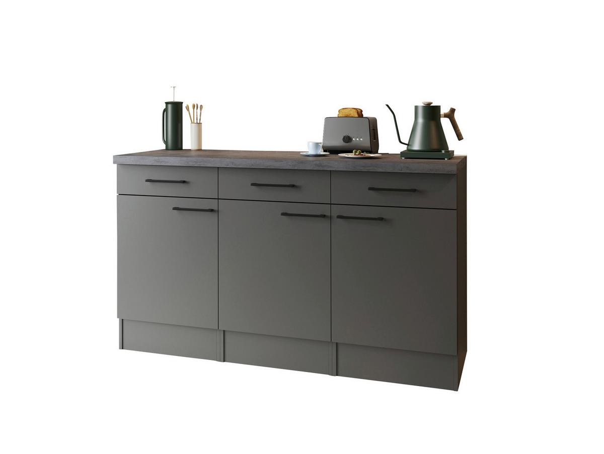 Küchenunterschrank Oliver Grau - Schwarz/Grau, Trend, Holzwerkstoff/Metall (150/90/60cm) - Respekta
