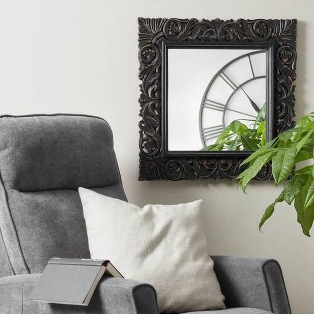 Wandspiegel Anyala in Schwarz - Schwarz, Lifestyle, Holzwerkstoff (60/60/2,5cm) - Premium Living