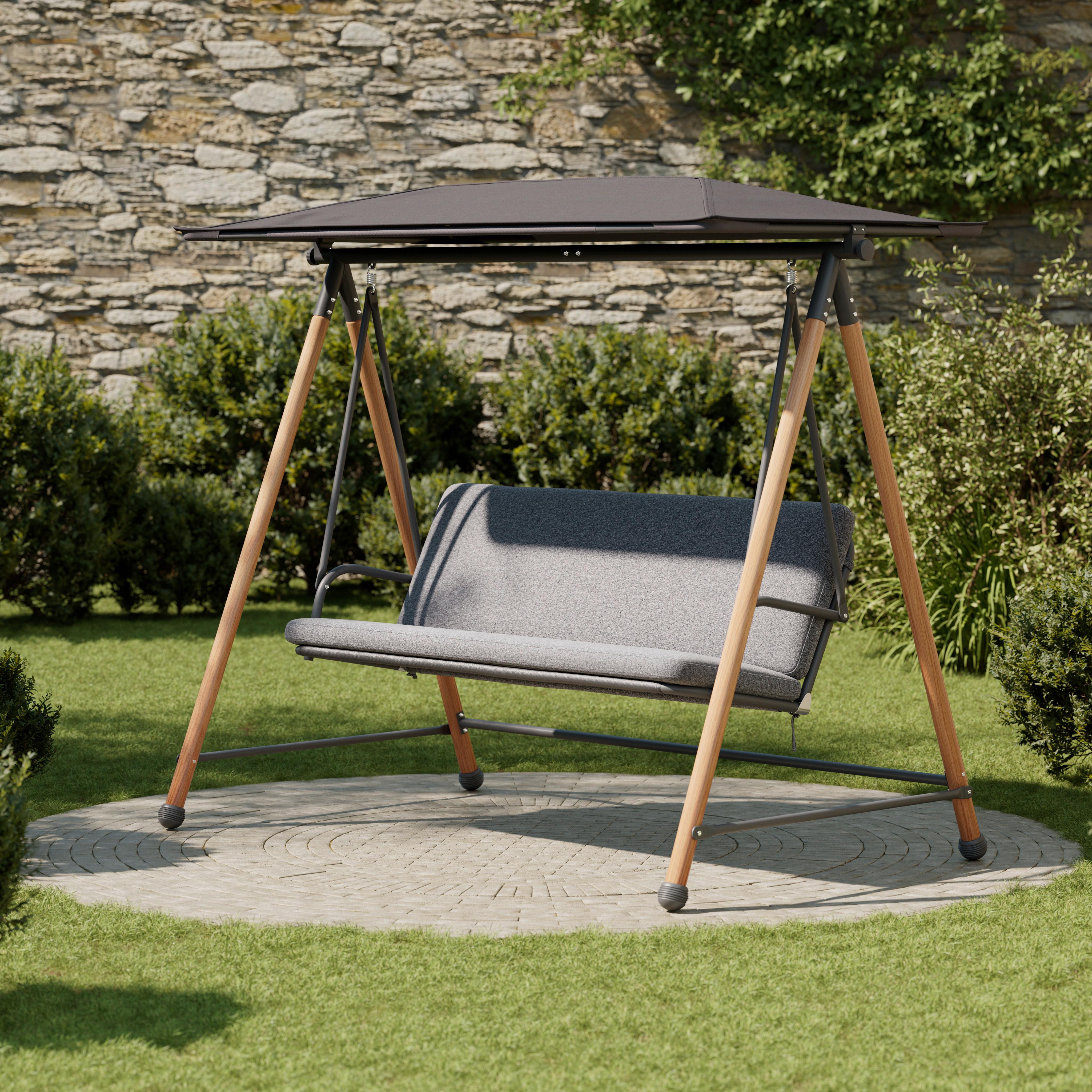Gugalnica Budapest, Črna - črna/antracit, Moderno, kovina/tekstil (215/182/120cm) - Mömax