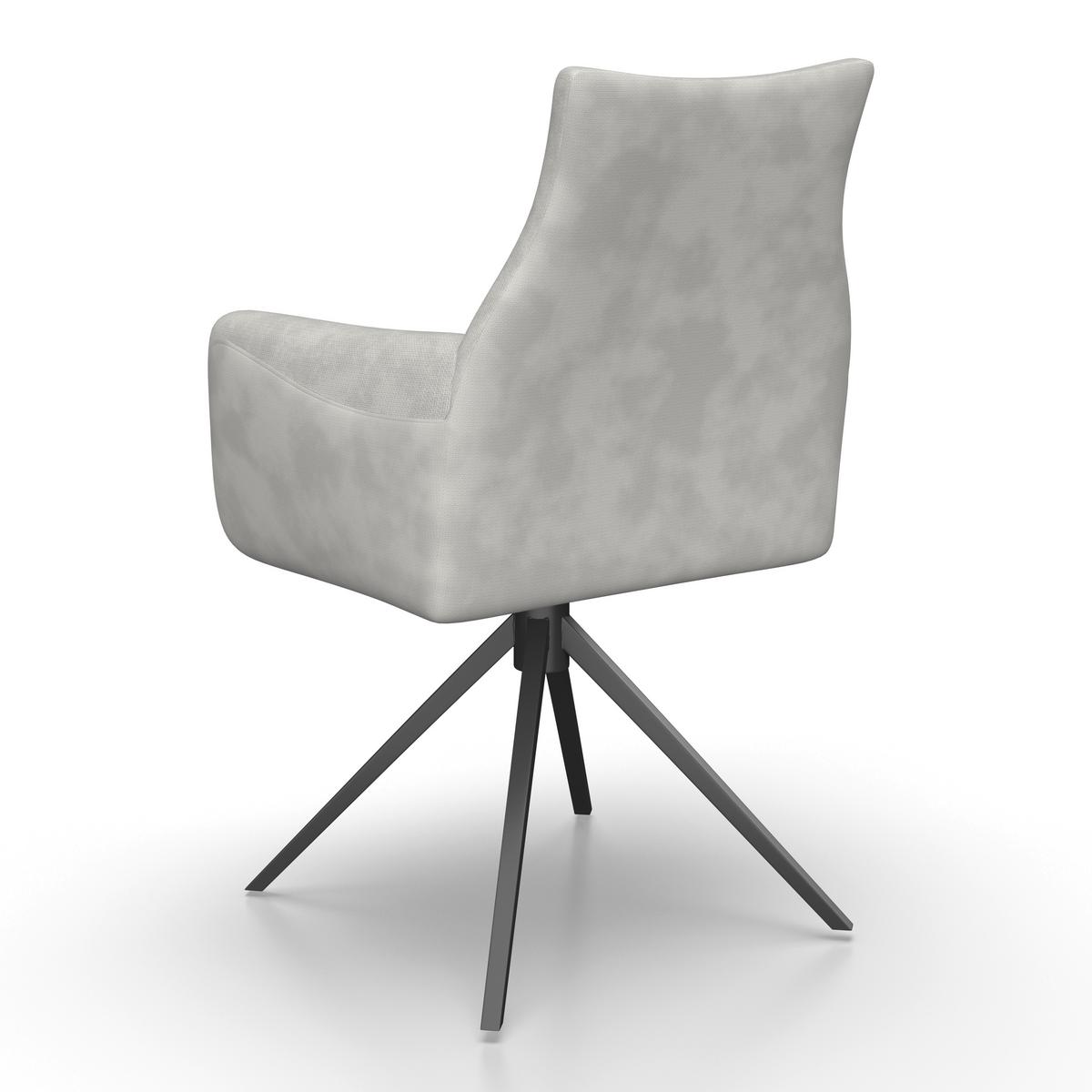 Armlehnstuhl Malina Hellgrau Webstoff Drehbar Gepolstert - Hellgrau/Schwarz, MODERN, Holz/Textil (63/85,5/66,5cm) - Bessagi Home