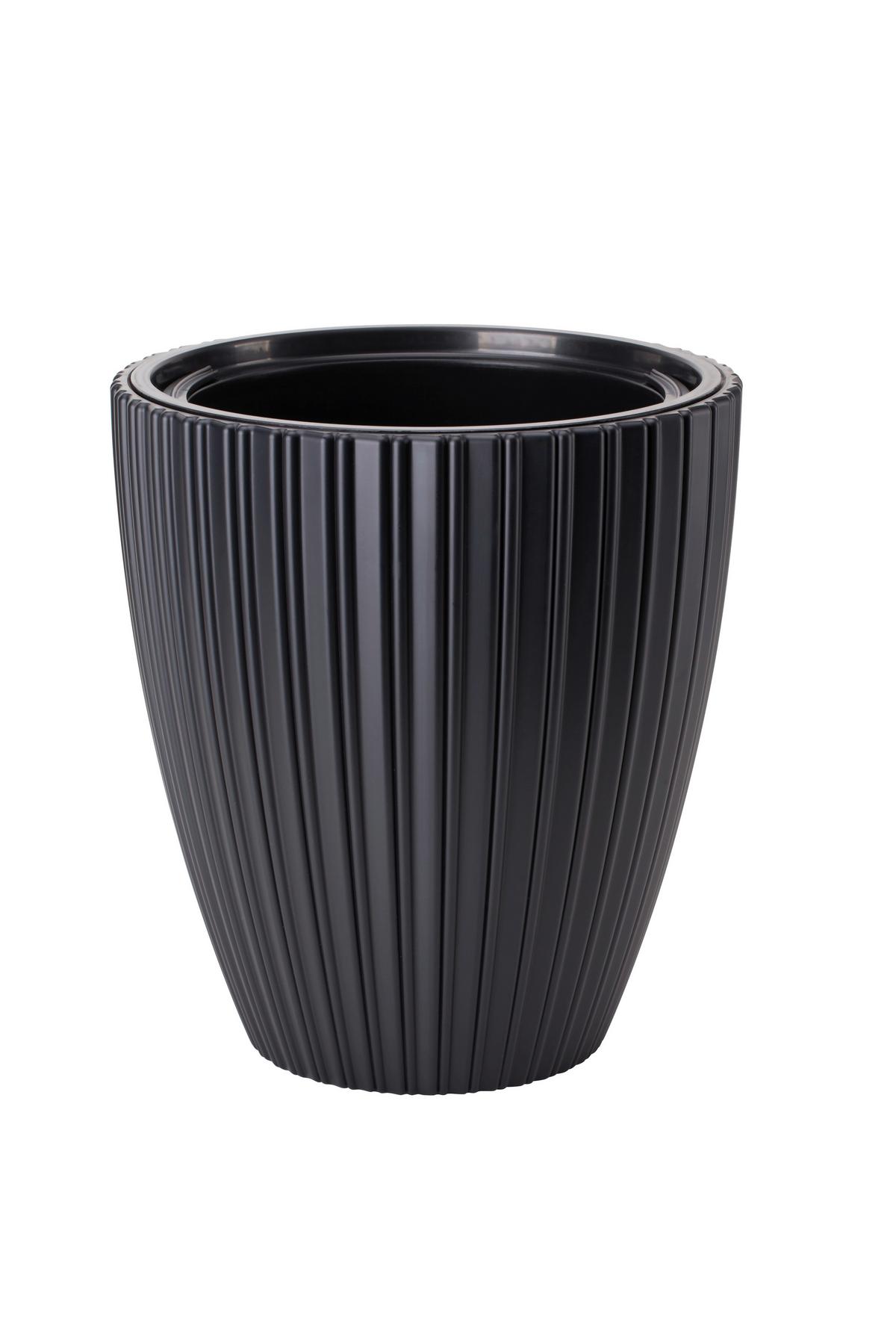 Übertopf Mira 30 Schwarz Ø ca. 29cm - Schwarz, KONVENTIONELL, Kunststoff (29,0/32/29,0cm) - Mömax