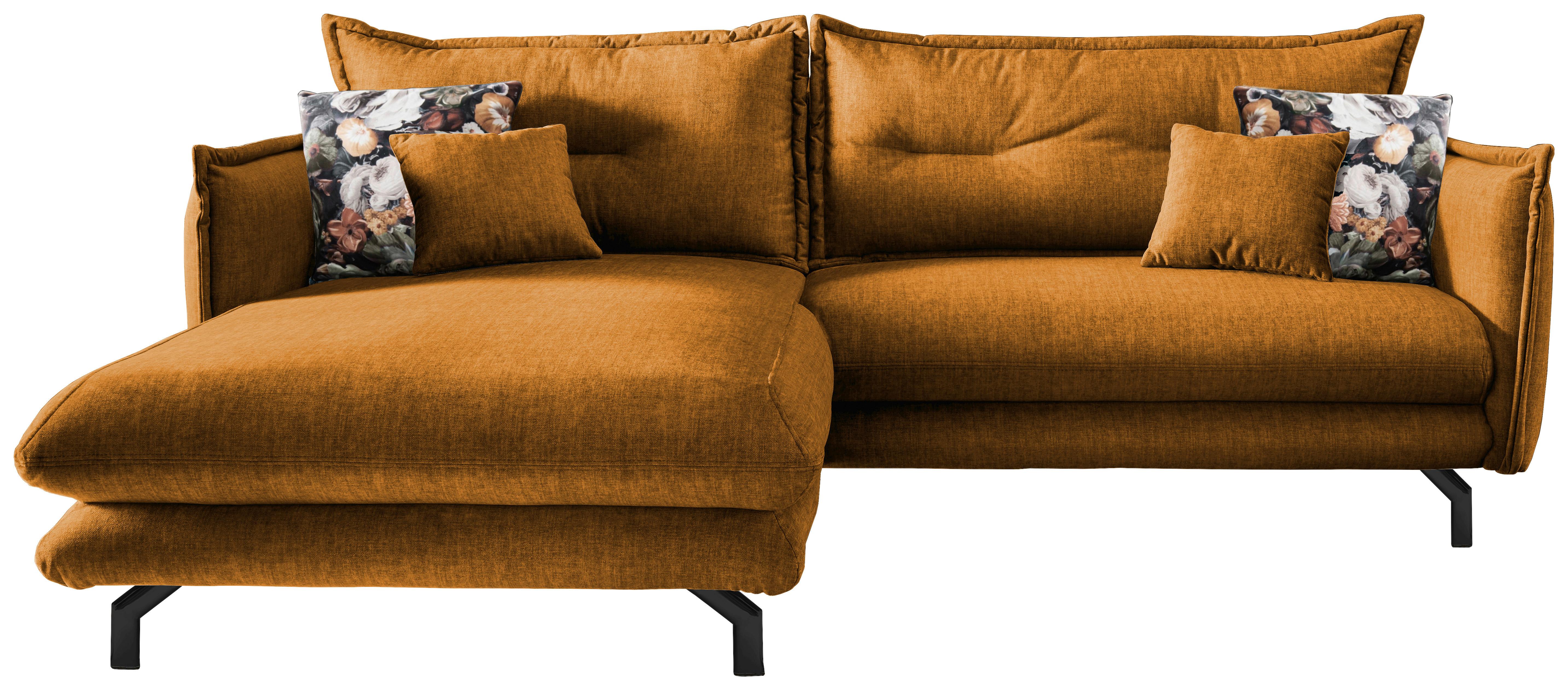 Wohnlandschaft Lava Gelb Velours - Gelb/Multicolor, MODERN, Textil/Metall (180/255cm) - Livetastic