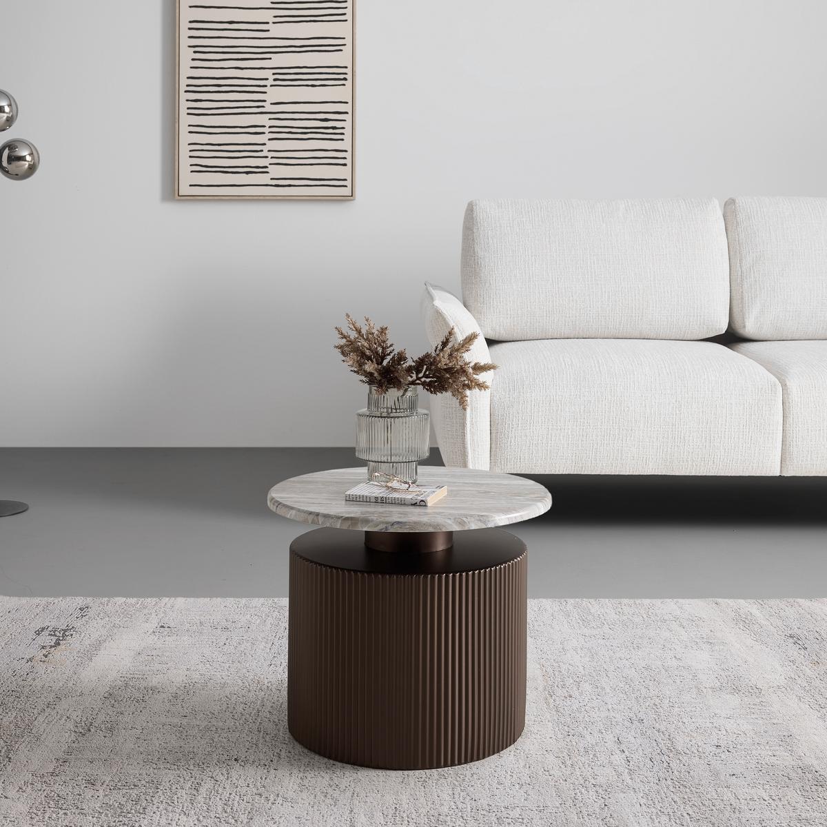 Couchtisch Solco Naturfarben/Bronzefarben - Naturfarben/Bronzefarben, LIFESTYLE, Holzwerkstoff/Metall (46/41cm) - Premium Living