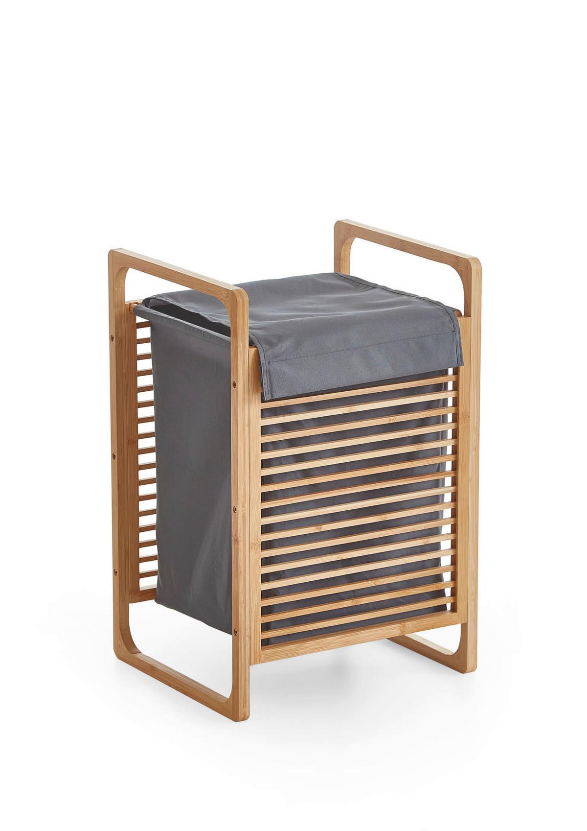 WÄSCHEKORB KLEINMÖBEL - Eichefarben/Grau, Design, Holzwerkstoff/Textil (31,8/75,5/60,6cm) - MID.YOU