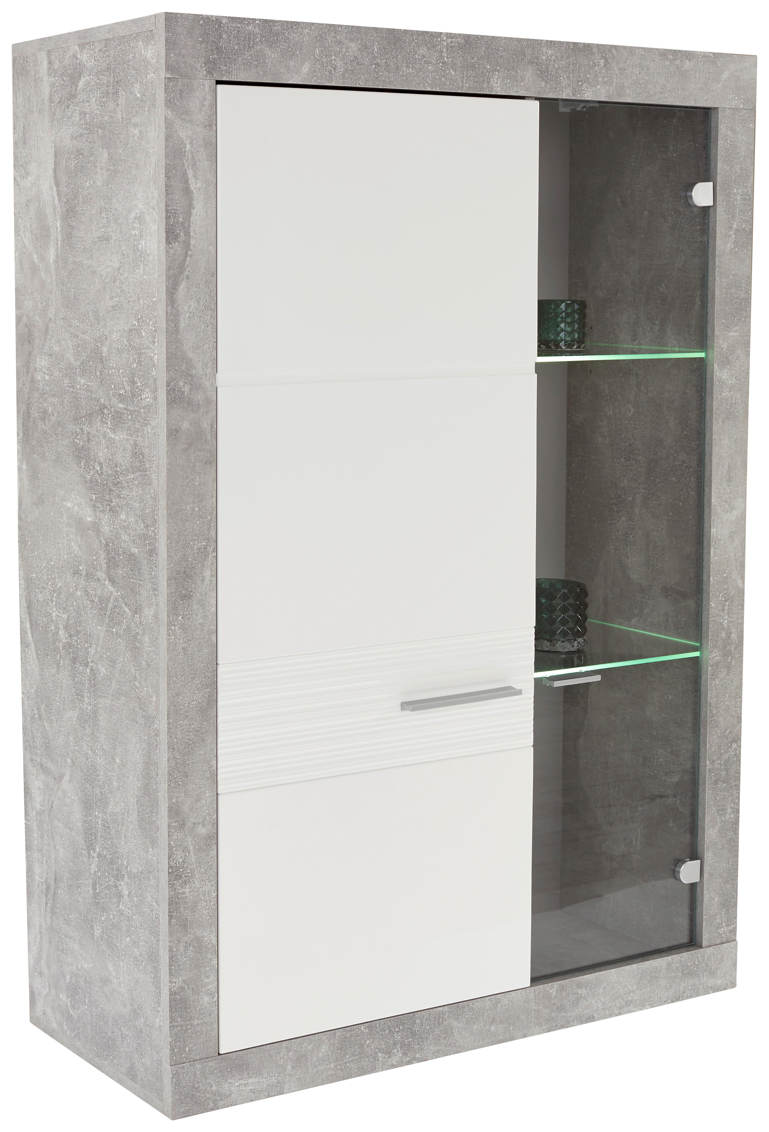 Vitrina Malta - siva/črna, Moderno, umetna masa/steklo (96/132/35cm) - Mömax