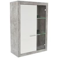 Vitrină Malta - alb/gri, Modern, material pe bază de lemn (96/132/35cm) - Modern Living