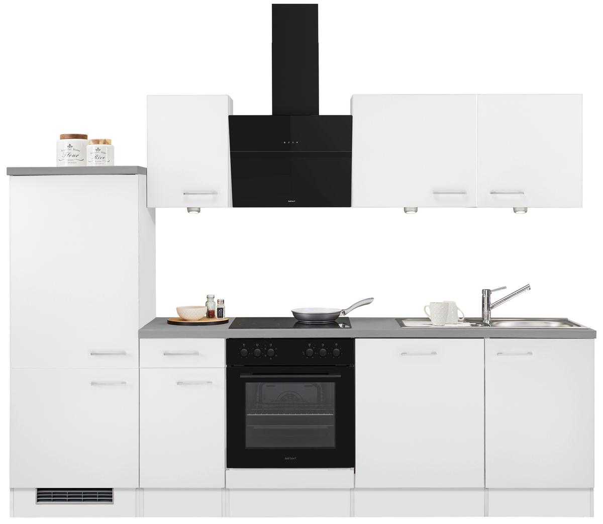 Küchenblock Neo Weiß/Betonoptik - Weiß, MODERN, Holzwerkstoff (270cm) - FlexWell