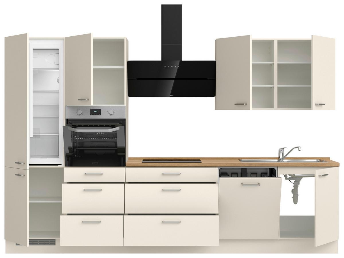 Küchenblock Touch High m. Geräten Magnolie - Edelstahlfarben/Eichefarben, MODERN, Holzwerkstoff/Metall (330cm) - Nobilia