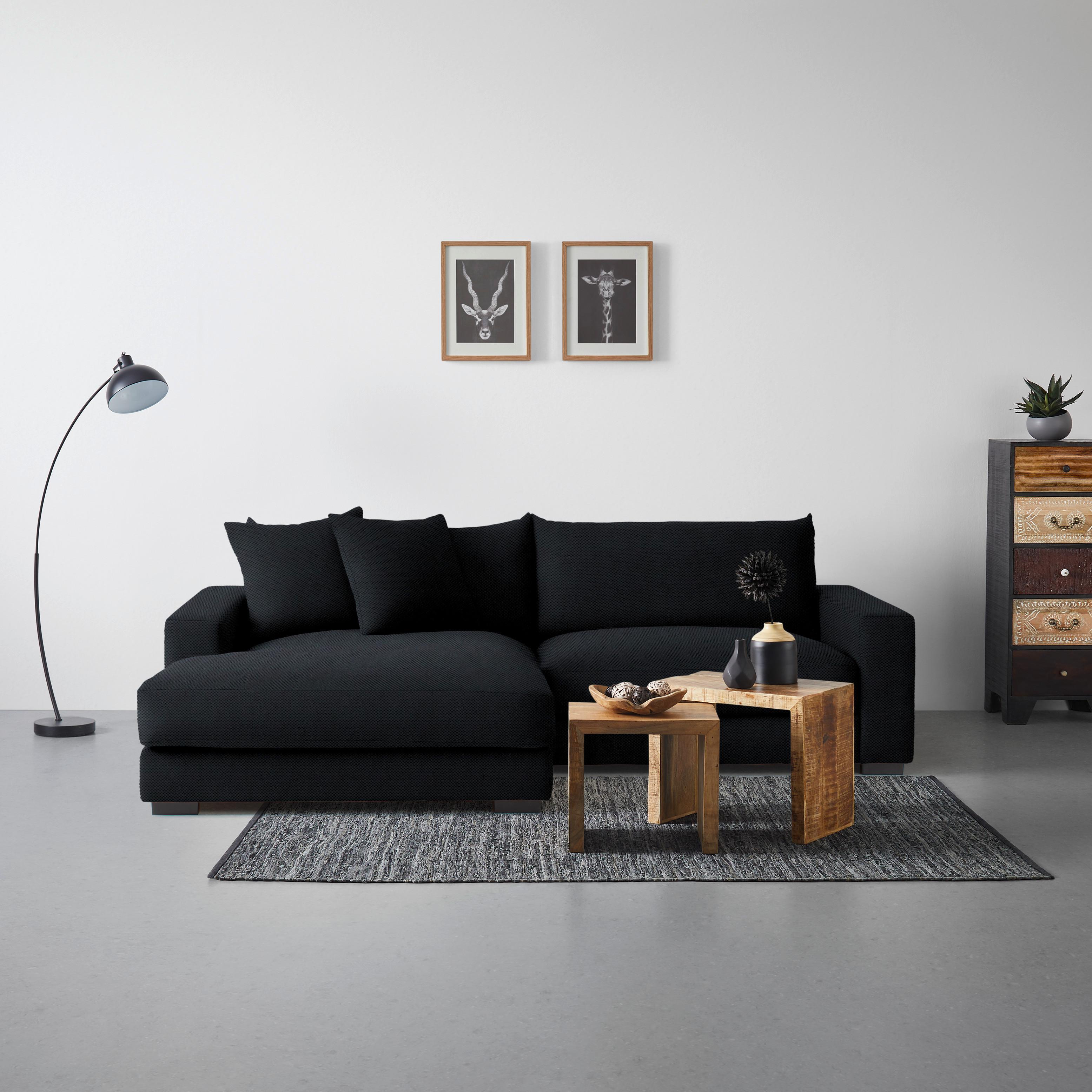 Ecksofa Pedro Schwarz - Schwarz, MODERN, Textil (180/83/265cm) - Mömax
