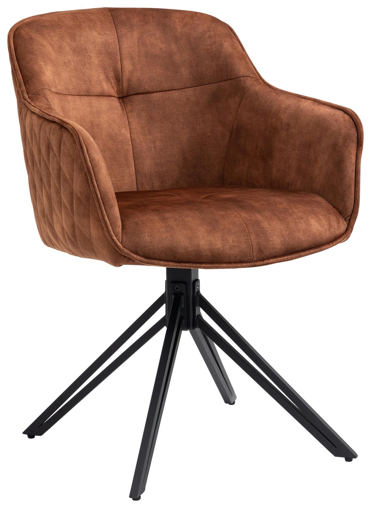 KRZESŁO Z PODŁOKIETNIKAMI SEBA - czarny/brązowy, Modern, metal/tkanina (58/83/60cm) - Livetastic