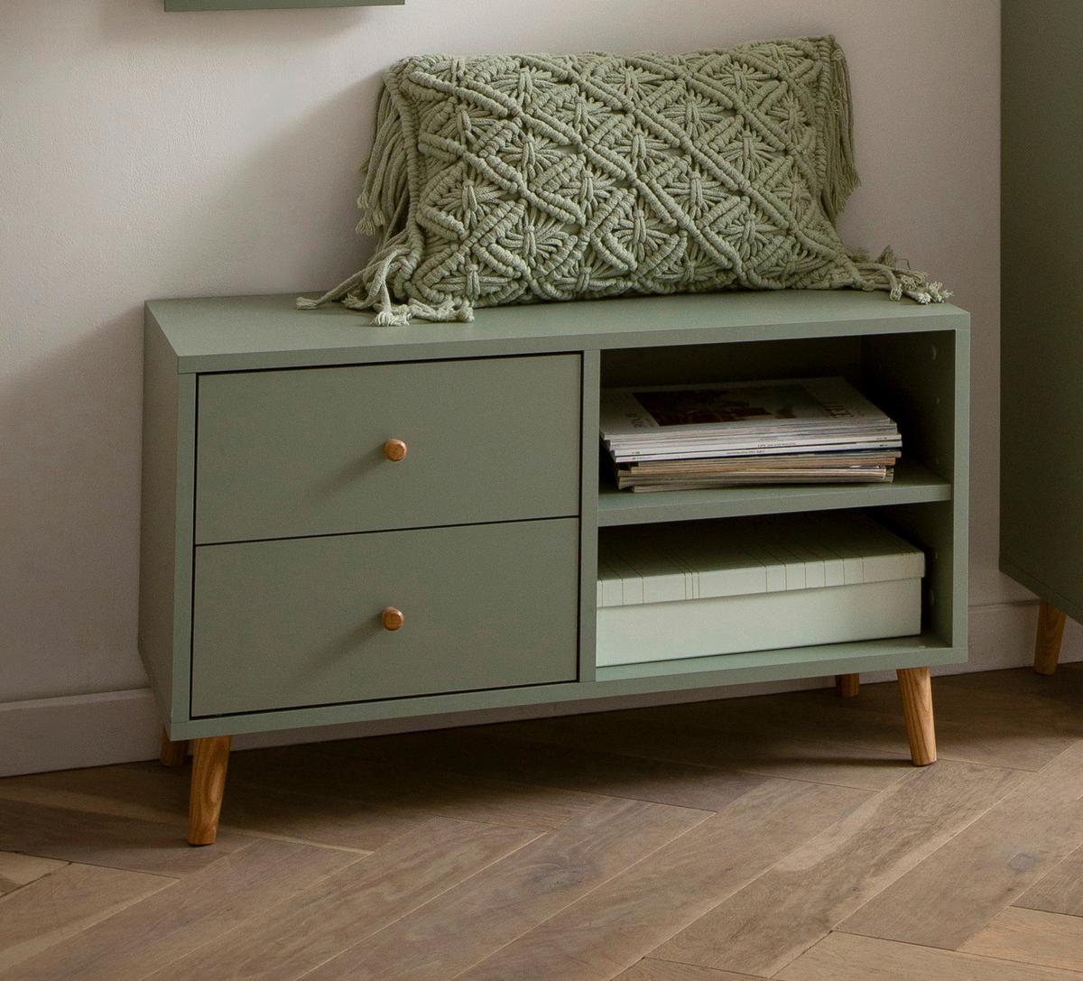 Garderobna Klop Bjarne, Pastelno Zelena - pastelno zelena/zelena, Design, leseni material/les (78,9/46,5/33cm) - MID.YOU