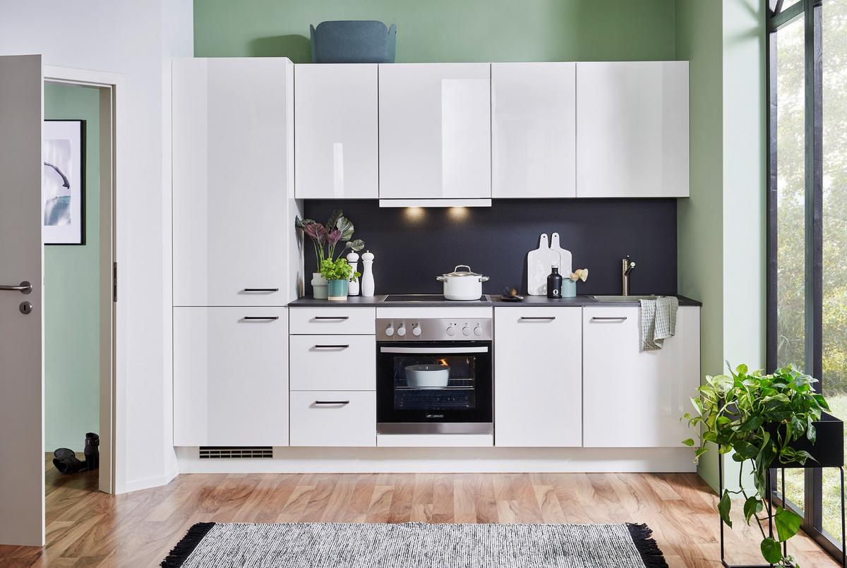 Bucătărie la comandă Flash - alb/alb lucios intens, Modern, material pe bază de lemn (270cm) - Nobilia