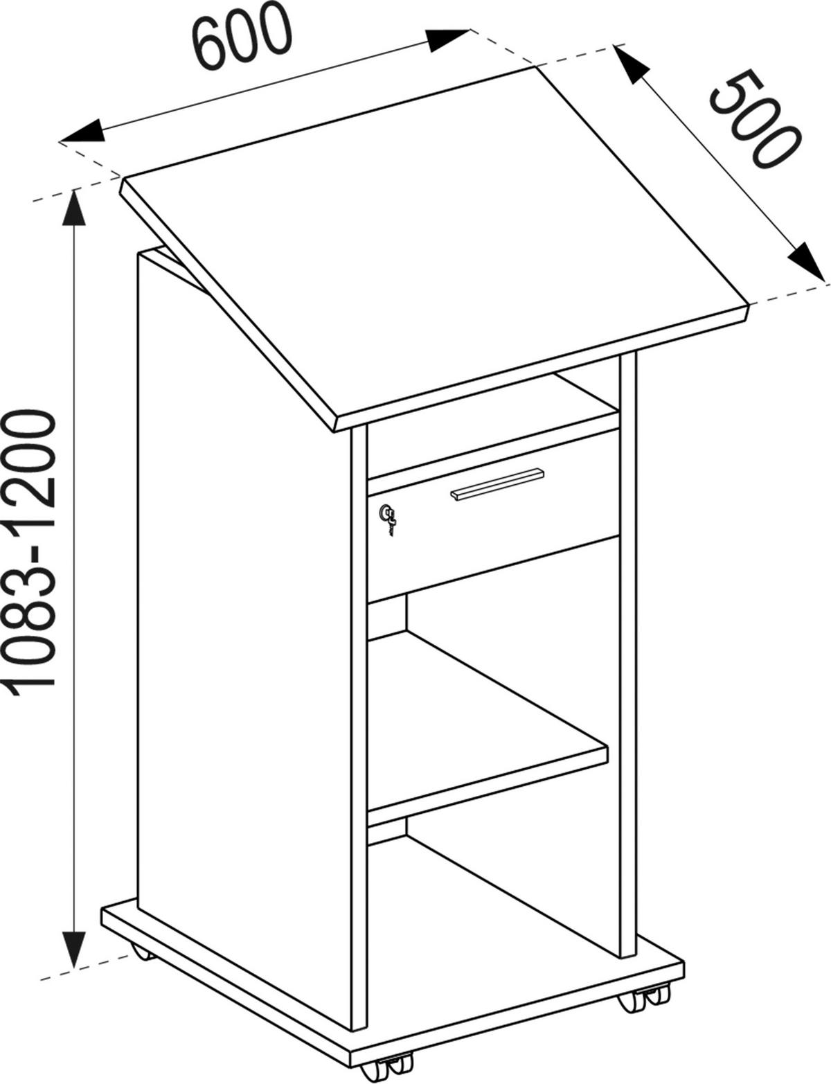 Stoječi Pult Neta, Bukev - barve bukve, Moderno, leseni material (60/50/108,3cm) - MID.YOU