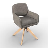 Armlehnstuhl Adrien Braun Webstoff Drehbar Gepolstert - Braun/Naturfarben, MODERN, Holz/Textil (64/59/92cm) - Bessagi Home