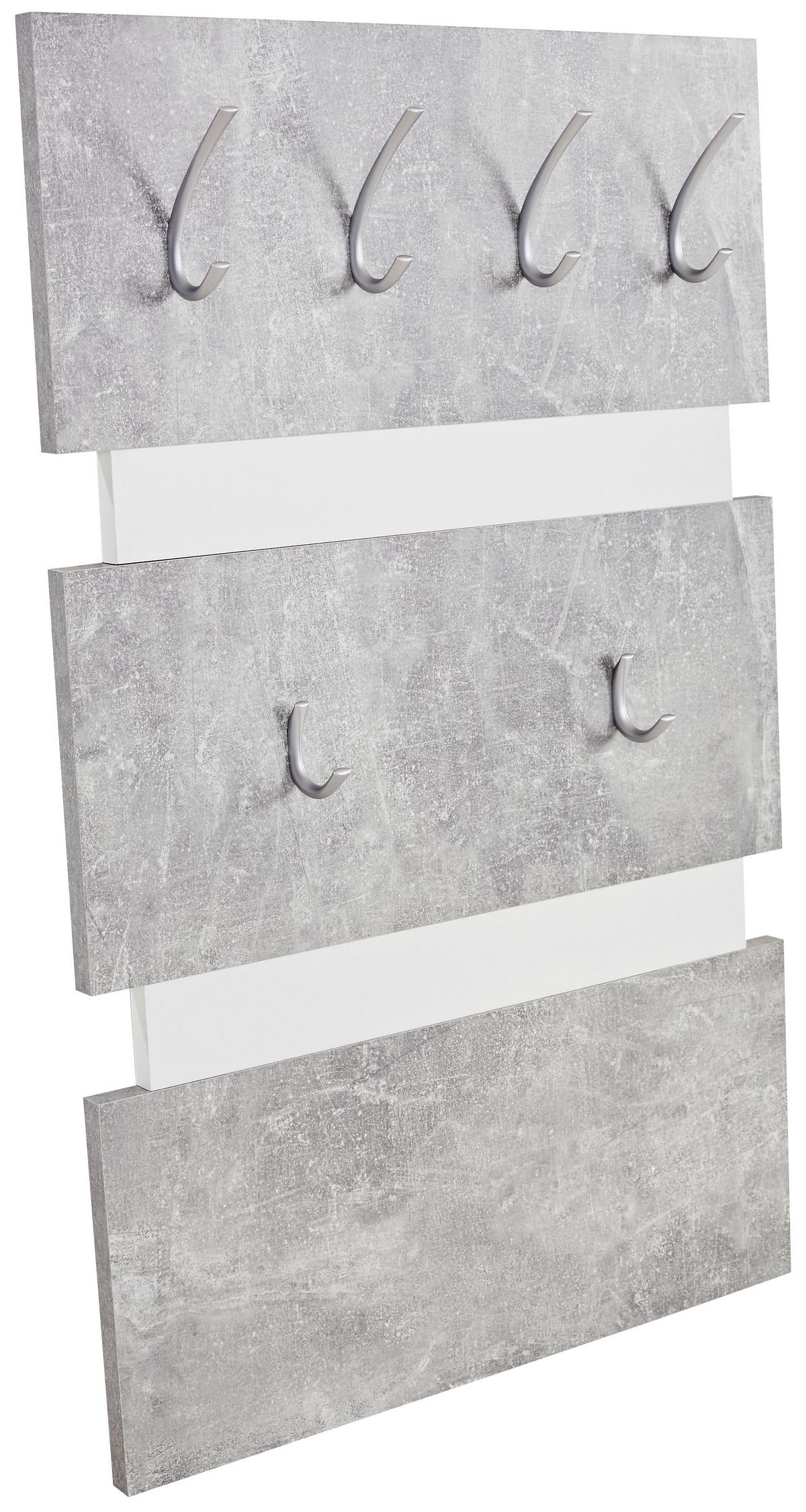 Panou cuier Moya - alb/gri, Modern, plastic/material pe bază de lemn (70/99/2cm) - Modern Living