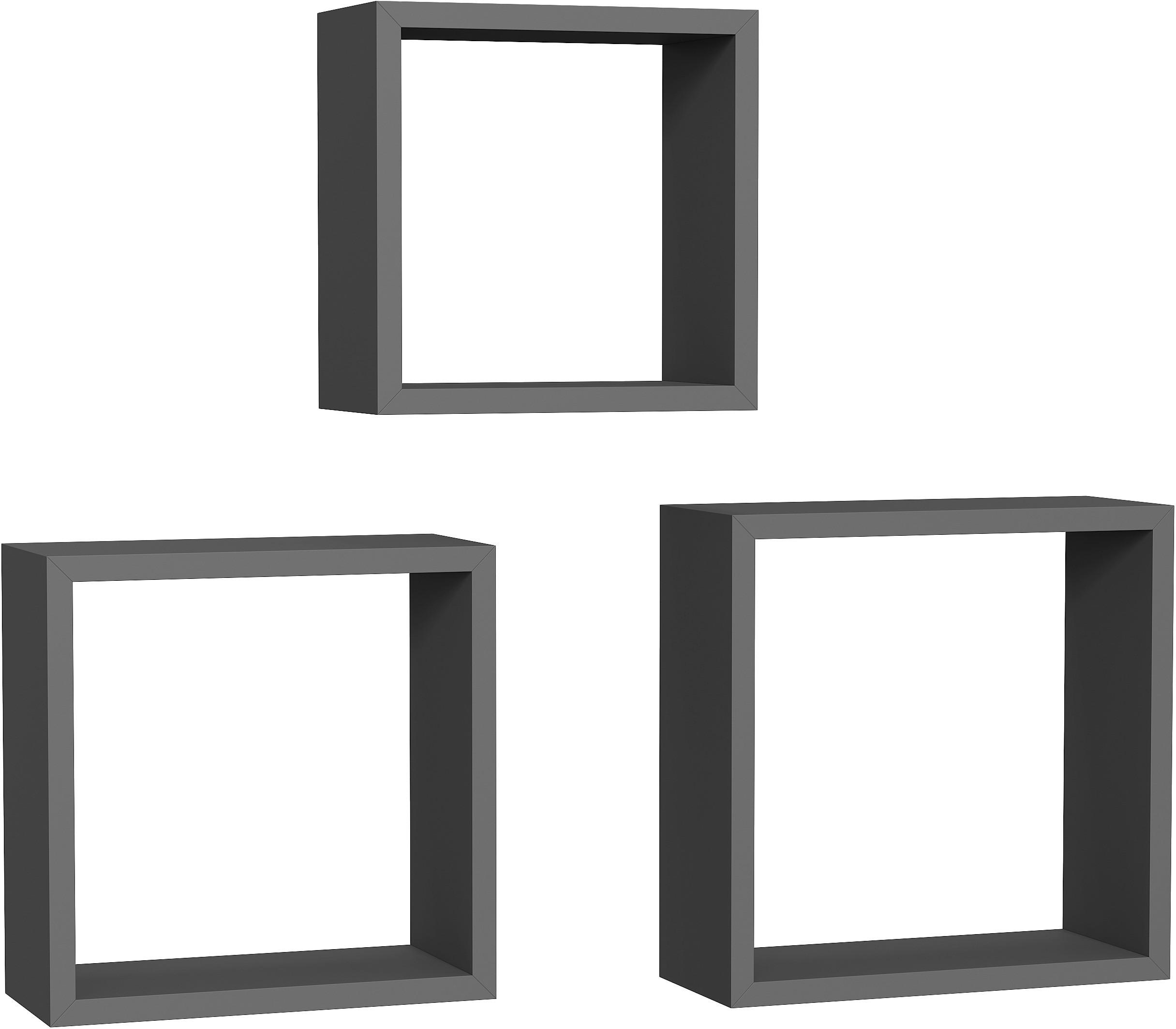 Set Zidnih Polica Simple 3 Antracit - Moderno, drvni materijal/plastika (30-27-24/30-27-24/12cm) - Best Price