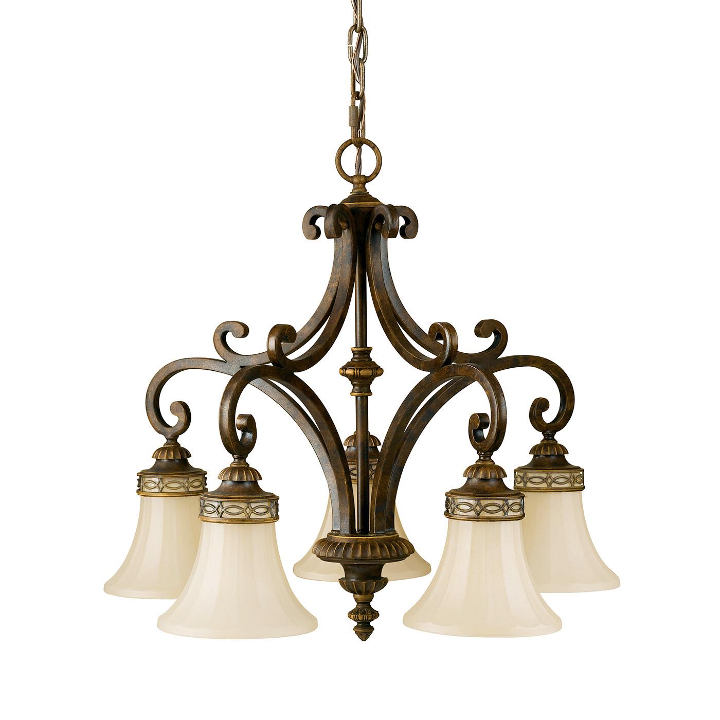 Csillár Fe-Drawing-Room5 - diószínű, Natur, üveg/fém (63.5/66cm) - Elstead Lighting