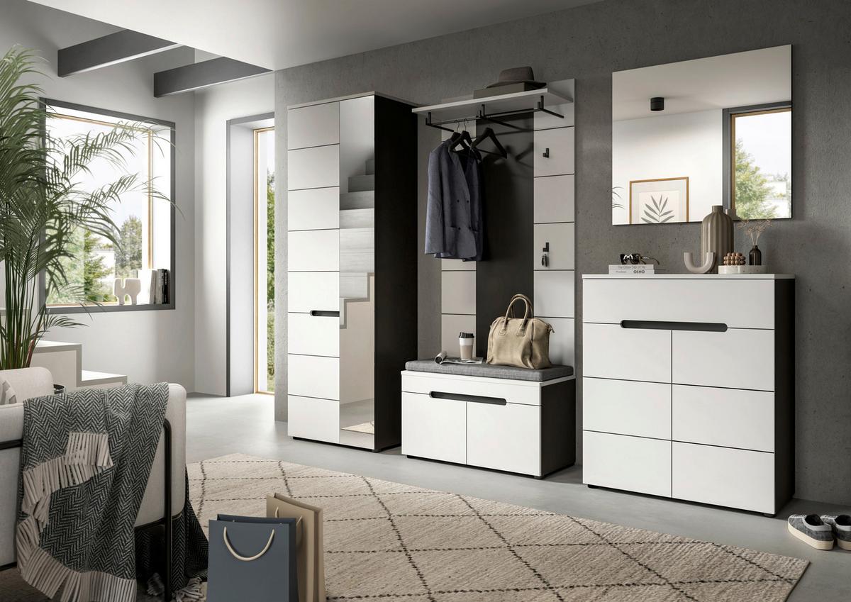 Predsoba Canu, Bela, Siva, Z Blazino, 6-Delna - bela, Design, leseni material (255/190/37cm) - Livetastic