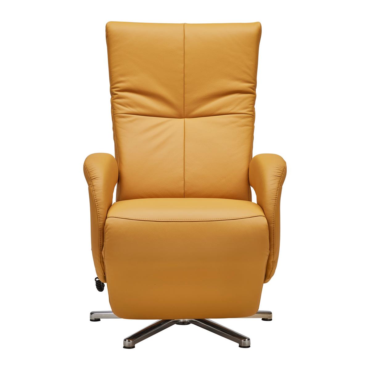 Relaxsessel Sitting 2 in Leder Curry - Currygelb/Chromfarben, MODERN, Leder (70/111/80cm) - Premium Living
