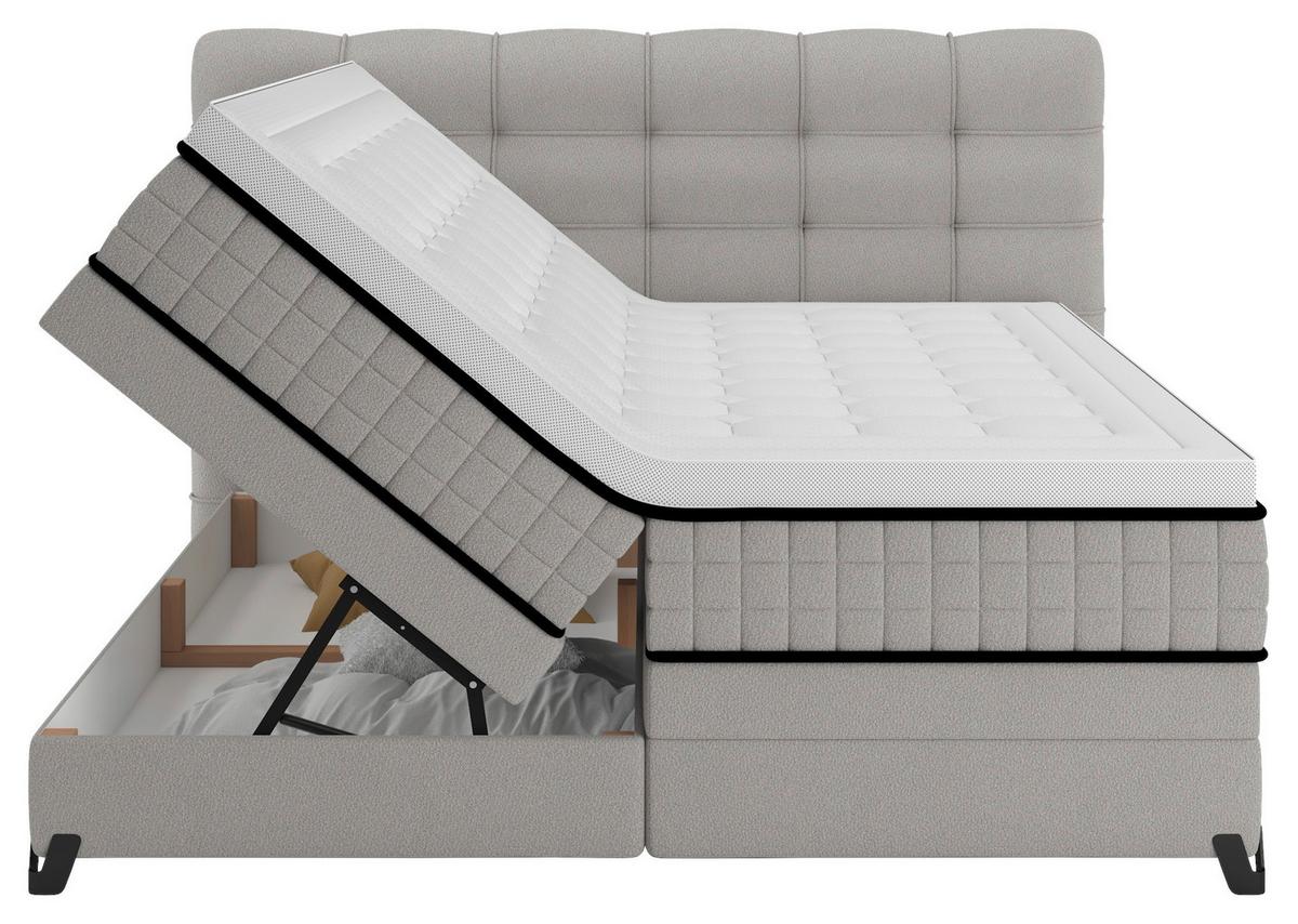 Boxspringbett Carmen C Grau ca. 180x200cm - Grau, KONVENTIONELL, Holz/Holzwerkstoff (180/200cm) - Premium Living