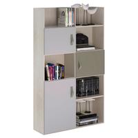 Regal Sephora, Siva, Barva Hrasta, Olivno Zelena - črna/barve srebrnega hrasta, Moderno, umetna masa/les (108/185/31cm) - Modern Living
