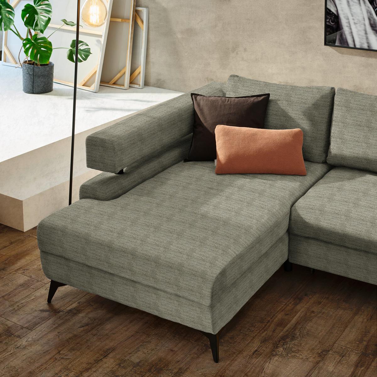 Kutna Garnitura Rosalie - maslinasto zelena/crna, Konvencionalno, tekstil/metal (184/265cm) - Modern Living