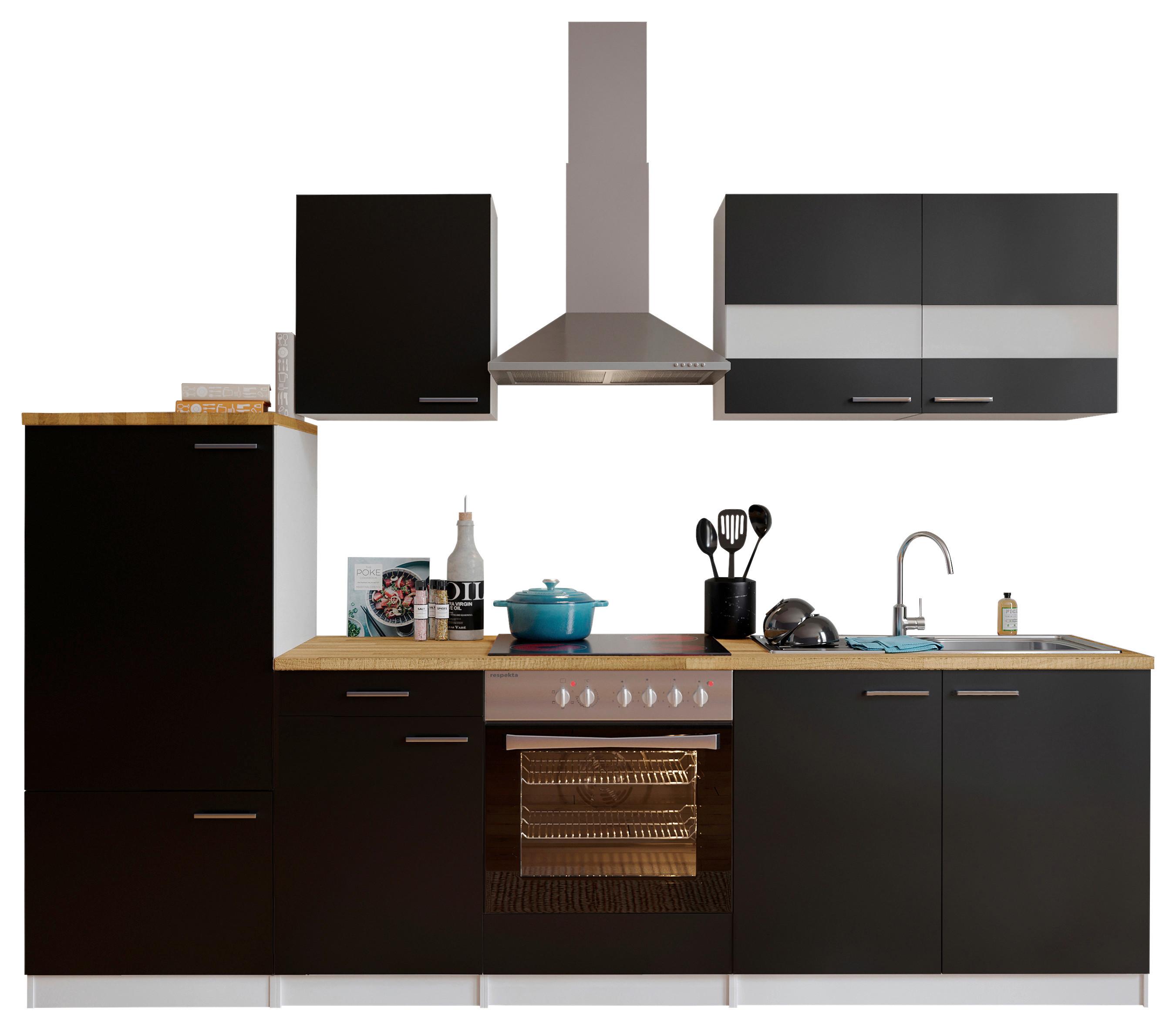 Küchenleerblock LBKB270WSG Schwarz/Weiß ca. 270 cm - Silberfarben/Nussbaumfarben, Basics, Holzwerkstoff/Metall (270cm) - Respekta