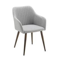KRZESŁO Z PODŁOKIETNIKAMI NICOLA - jasnoszary/ciemnobrązowy, Modern, metal/drewno (58/82,5/62cm) - Bessagi Home