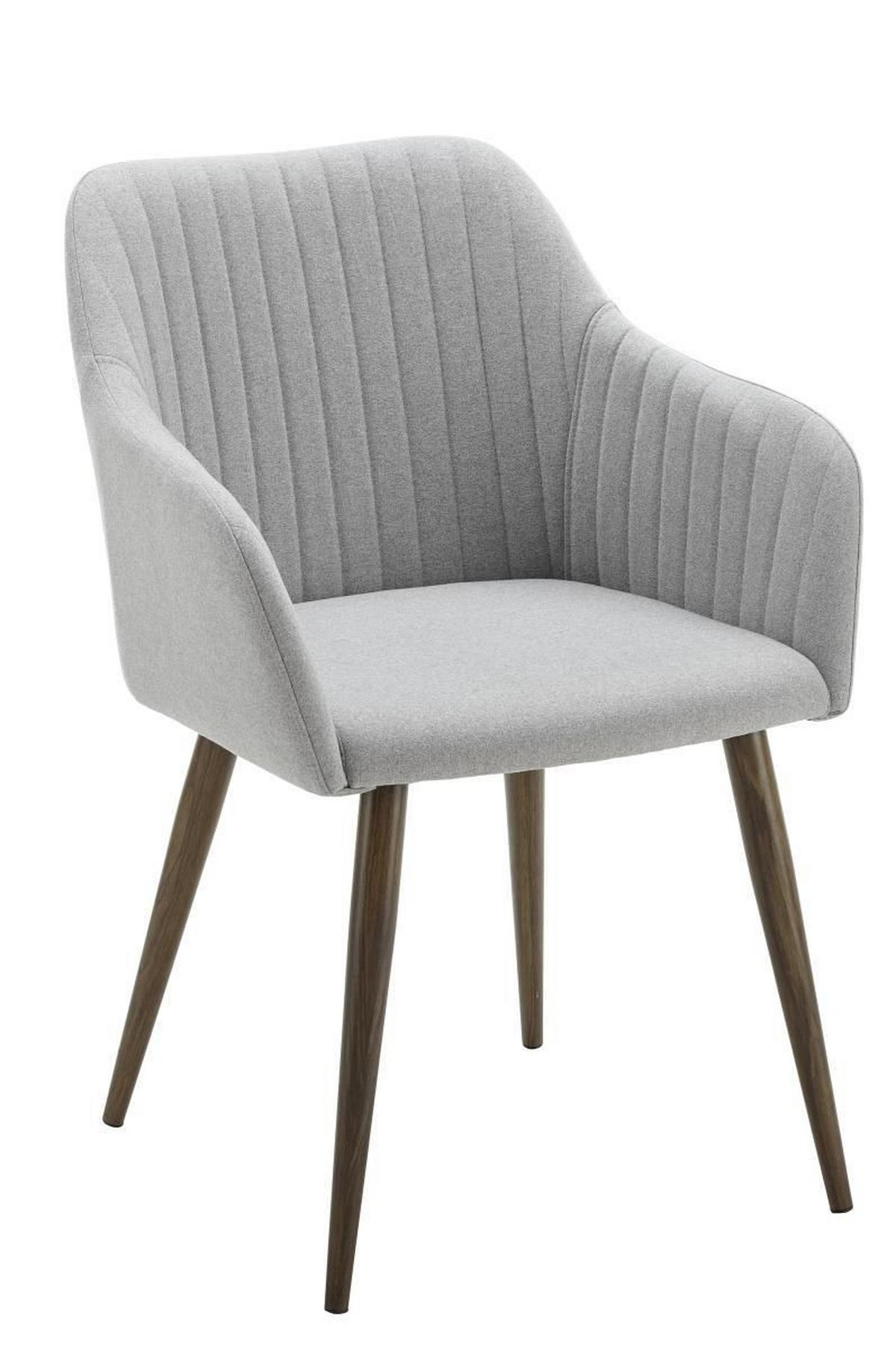 KRZESŁO Z PODŁOKIETNIKAMI NICOLA - jasnoszary/ciemnobrązowy, Modern, metal/drewno (58/82,5/62cm) - Bessagi Home