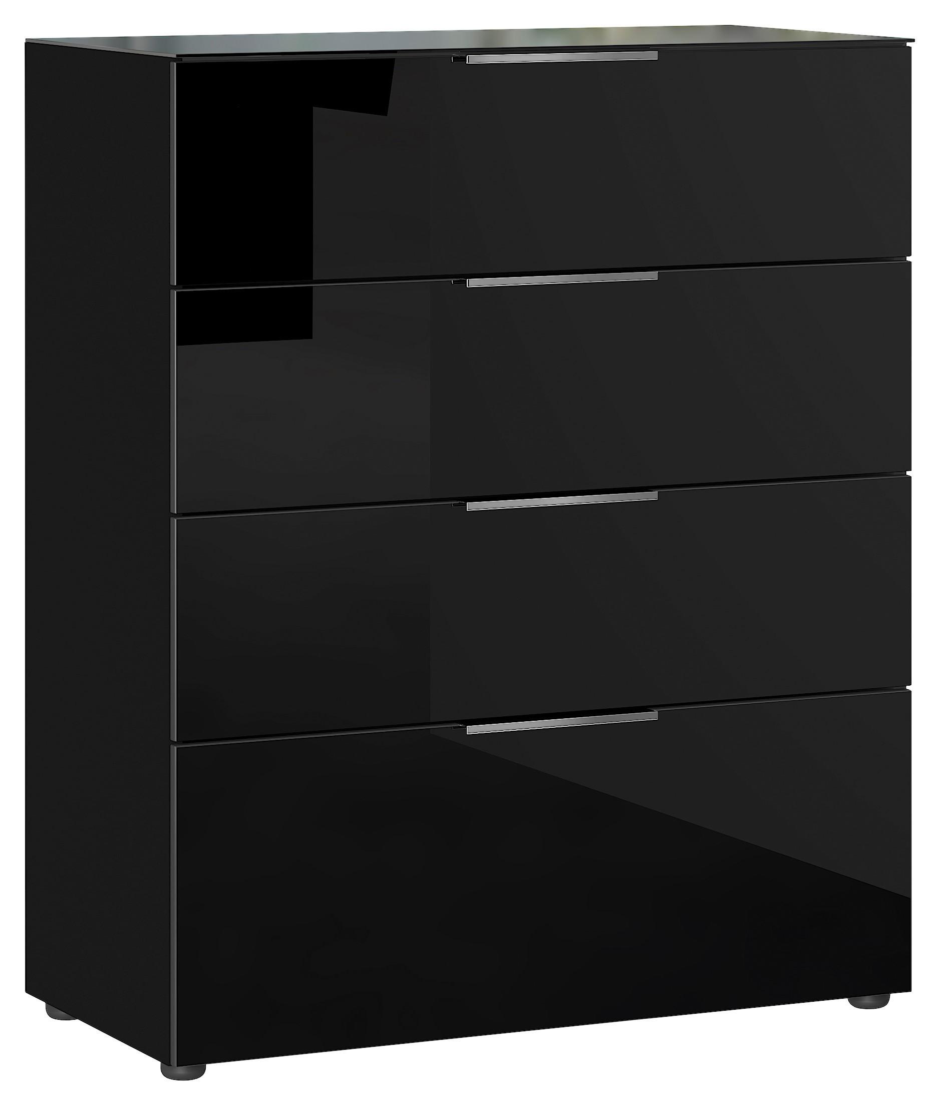 Kommode Oakland in Schwarz - Silberfarben/Schwarz, MODERN, Glas/Holzwerkstoff (83/102/42cm) - Premium Living