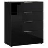 Kommode Oakland in Schwarz - Silberfarben/Schwarz, MODERN, Glas/Holzwerkstoff (83/102/42cm) - Premium Living