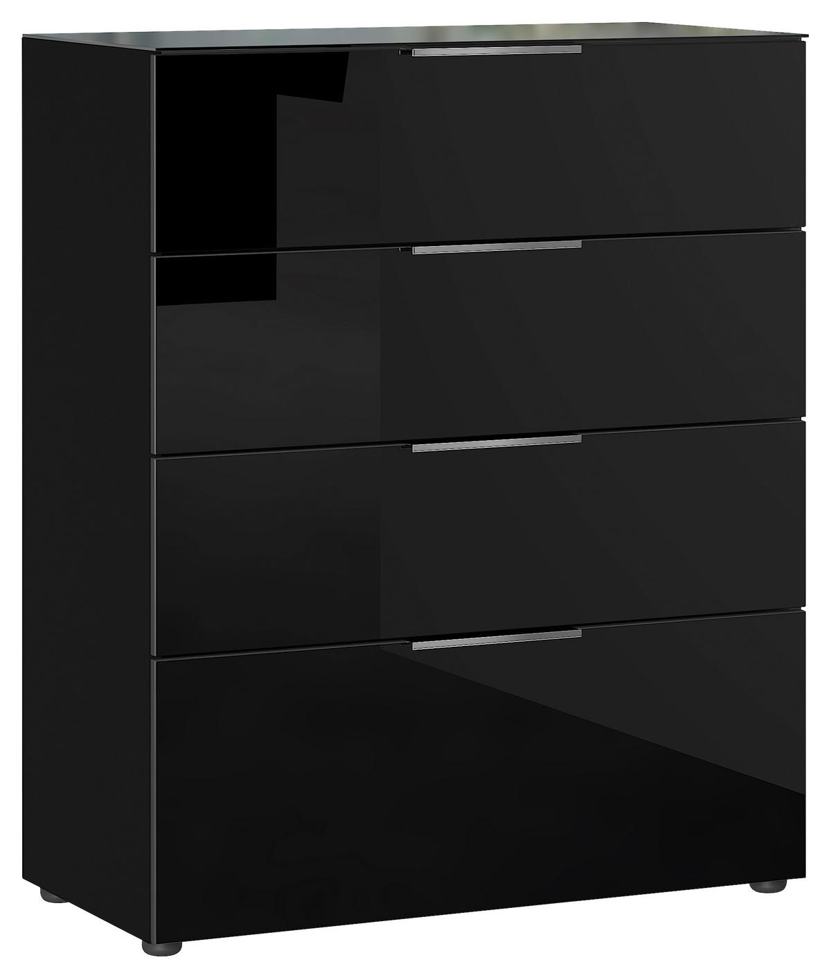 Kommode Oakland in Schwarz - Silberfarben/Schwarz, MODERN, Glas/Holzwerkstoff (83/102/42cm) - Premium Living