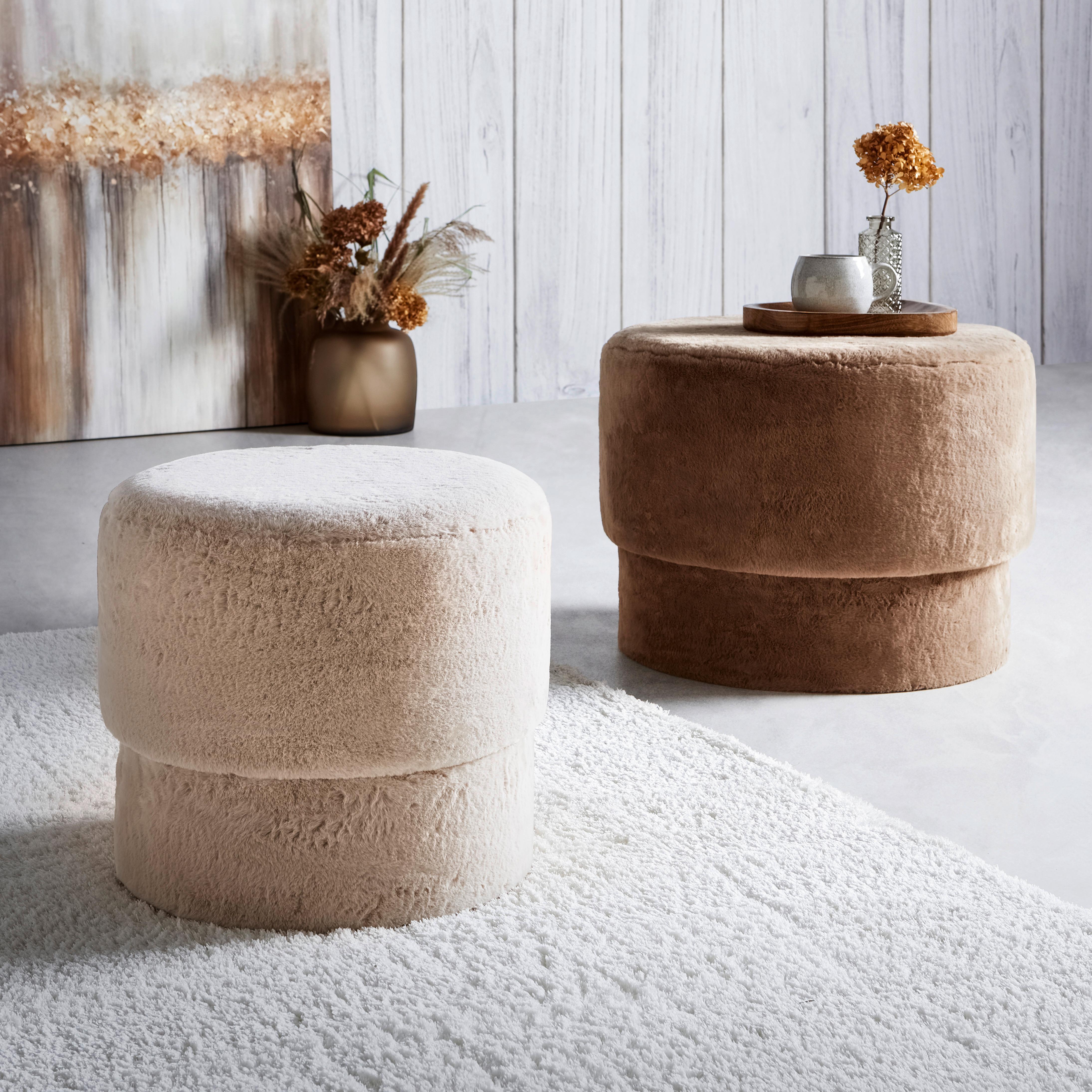 Hockerset Susa Taupe/Beige, 2-teilig - Taupe/Beige, ROMANTIK / LANDHAUS, Holzwerkstoff/Textil (56/40/56/40/42/38cm) - Premium Living