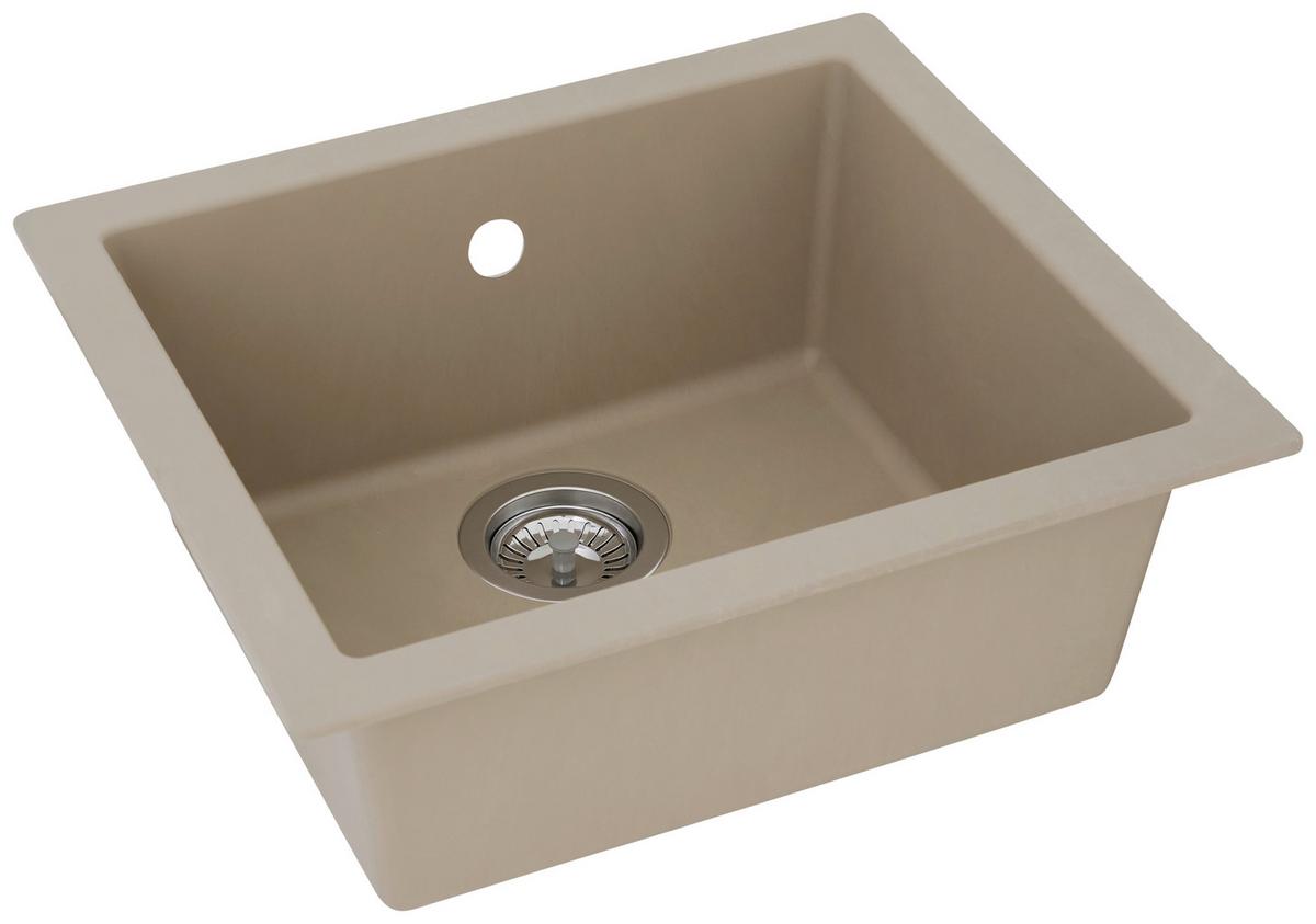 Einbauspüle Ohio ca. 50x19x44 cm Beige - Beige, Trend, Glas/Kunststoff (50/19/44cm) - Respekta
