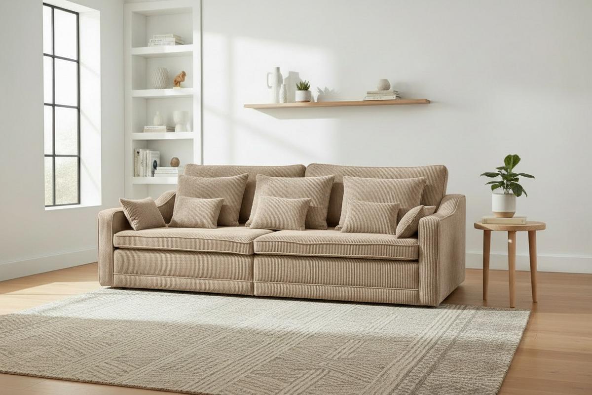 Canapea Bigsofa EVORA - bej, Modern, textil (276/71-92/137cm) - Modern Living