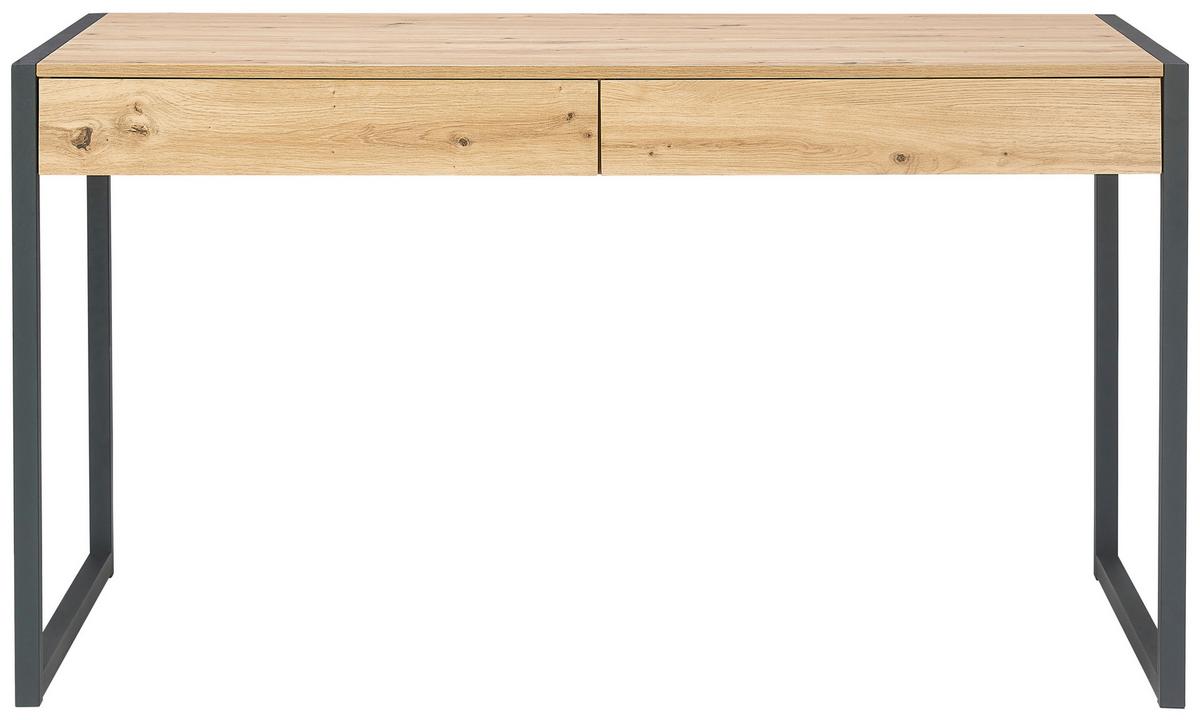 BIURKO SLIMLINE - czarny/dąb artisan, Modern, materiał drewnopochodny/metal (140/70/75cm) - MID.YOU