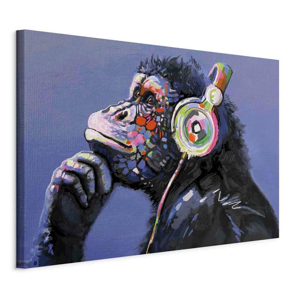 Slika Na Platnu Musical Monkey - lila/črna, Basics, tekstil/les (90/60/1.2cm) - artgeist