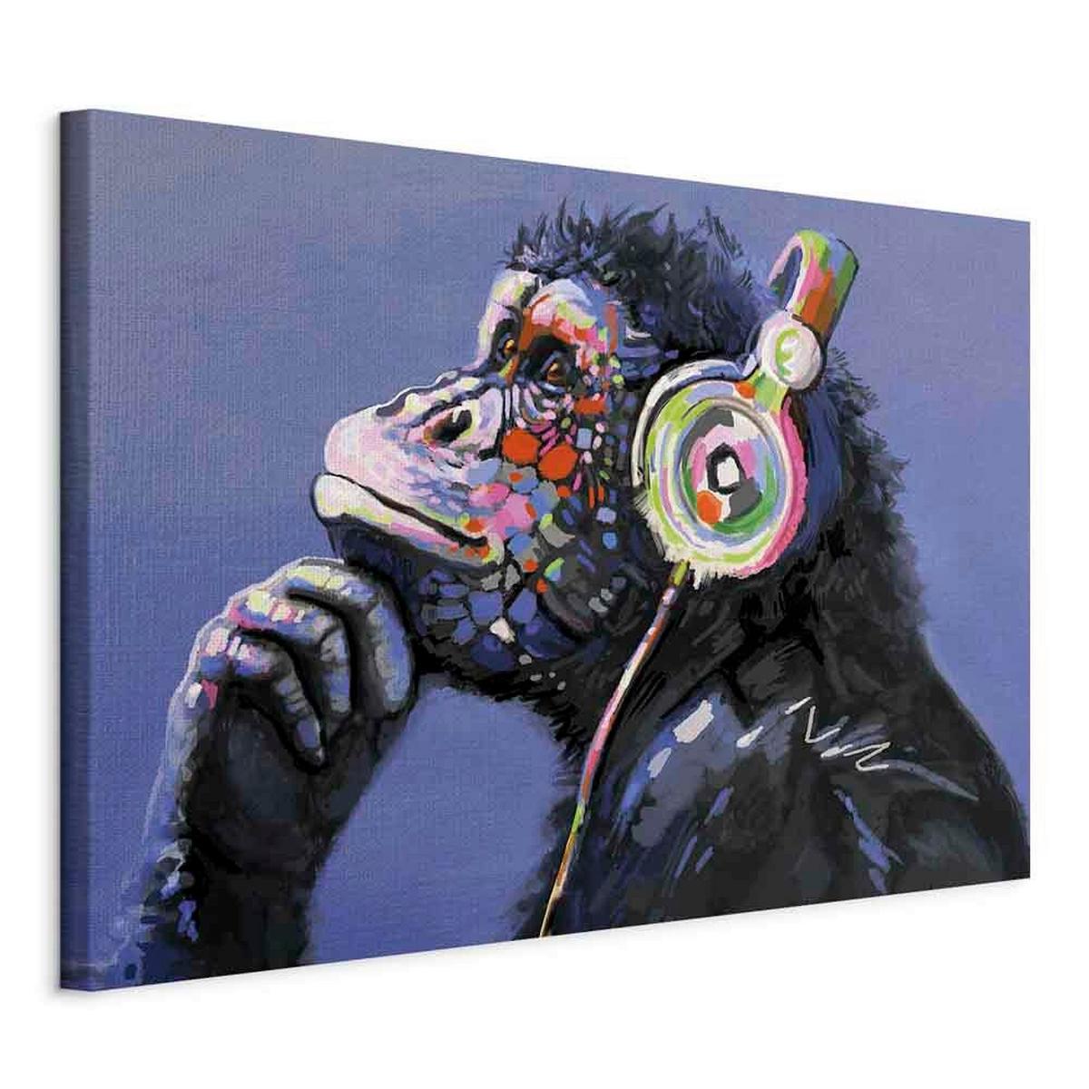 Slika Na Platnu Musical Monkey - lila/črna, Basics, tekstil/les (90/60/1.2cm) - artgeist