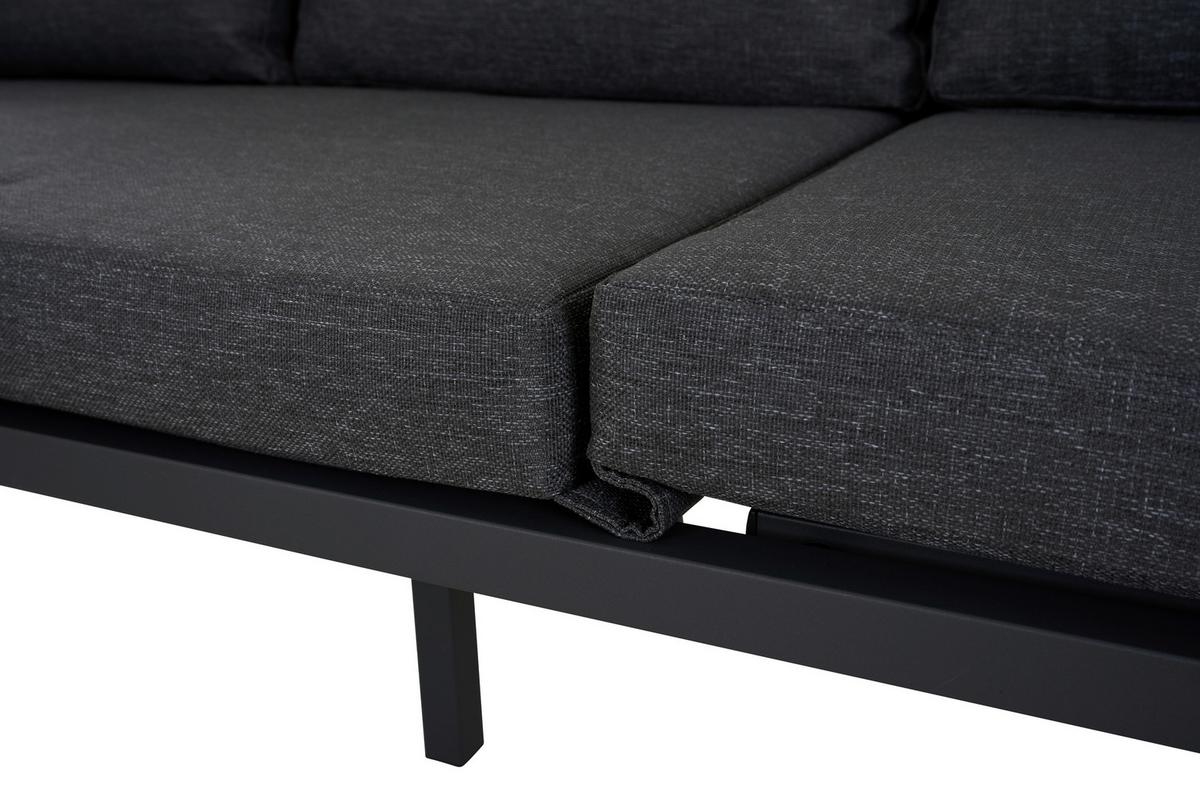 3er-Loungesofa Calera Anthrazit/Echtholz - Anthrazit, Basics, Holz/Textil (219/81/91cm) - Siena Garden